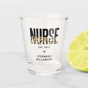 Verre A Shot Infirmière personnalisée Empreinte de léopard RN G