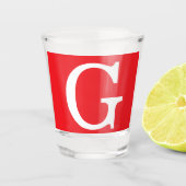 Verre A Shot Initial Letter Monogram Red White Plain Simple (Devant)