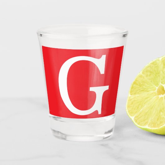 Verre A Shot Initial Letter Monogram Red White Plain Simple (Devant)