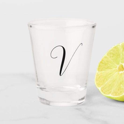 Verre A Shot Initiale de monogramme personnalisé script (Devant)