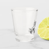 Verre A Shot Initiales de couple simple Script Ivy Mariage (Gauche)