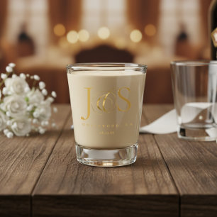 Verre A Shot Initiales de mariage simplement élégantes Or ID102