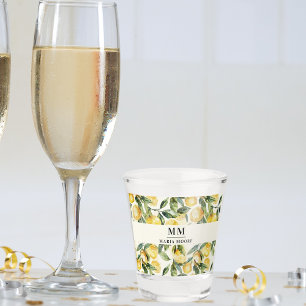 Verre A Shot Initiales de monogramme citrons nom