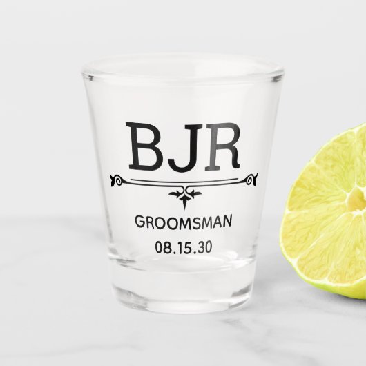 Verre A Shot Initiales du garçon d'honneur (Devant)