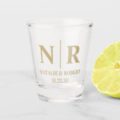 Verre A Shot Initiales mariage Monogramme Et Groom (Devant)