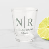 Verre A Shot Initiales mariage Monogramme Et Groom (Devant)