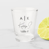 Verre A Shot Initiales Mariage Shot Glass Favoriser | Numéros d (Devant)