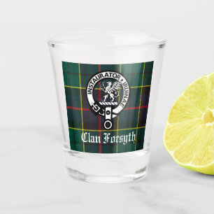 Verre A Shot Insigne de crête et tartan du clan Forsyth