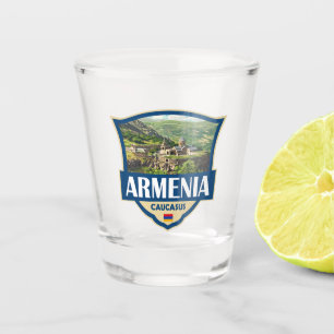 Verre A Shot Insigne Rétro Illustration Arménie