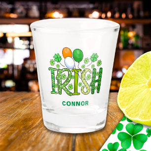 Verre A Shot Irlandais Colours Clovers Nom personnalisé St Patr