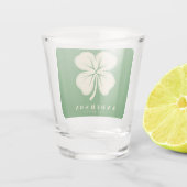 Verre A Shot Irlandais Lucky Four Leaf Clover avec le nom vert (Dos)