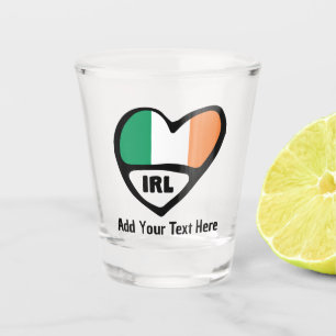 Verre A Shot Irlande Code Pays Coeur Drapeau Avec Texte Personn