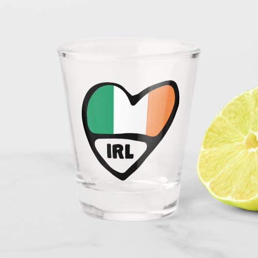 Verre A Shot Irlande Pays Code Drapeau Coeur, IRL (Devant)