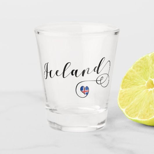 Verre A Shot Islande Heart, Drapeau islandais (Devant)