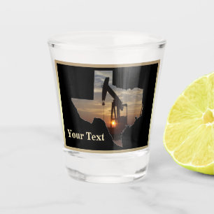 Verre A Shot Jack Pompe puits d'huile Texas avec coucher de sol
