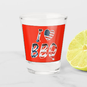 Verre A Shot J'adore le barbecue, patriotique américain