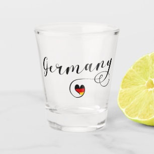 Verre A Shot J'Aime L'Allemagne, Coeur Allemand En Drapeau