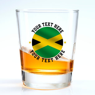 Verre A Shot Jamaïcain Round Text Drapeau jamaïcain