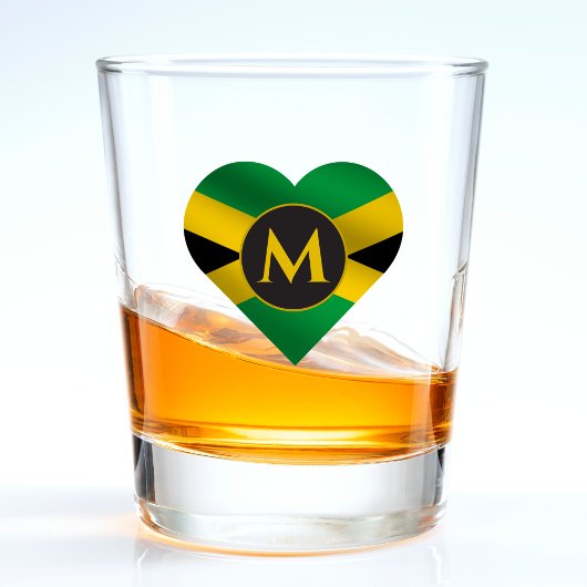 Verre A Shot Jamaïque Jamaïcaine Drapeau Nom du coeur Monogramm
