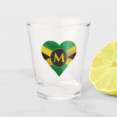 Verre A Shot Jamaïque Jamaïcaine Drapeau Nom du coeur Monogramm (Devant)