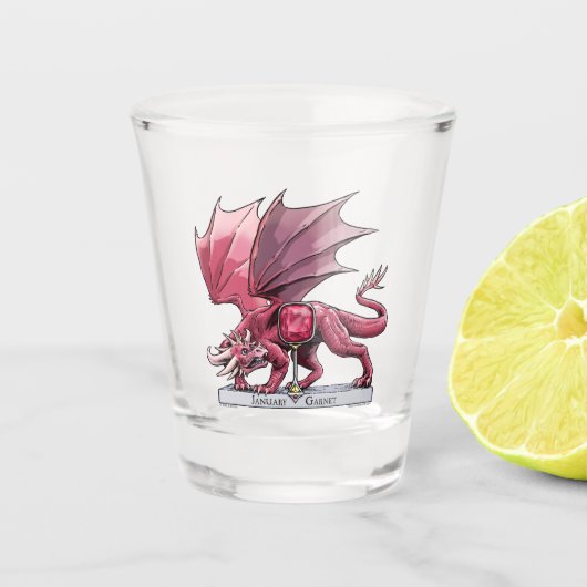 Verre A Shot Janvier Dragon de Birthstone - Garnet (Devant)