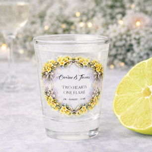 Verre A Shot Jaune Canari Freesia Romantique Floral Mariage