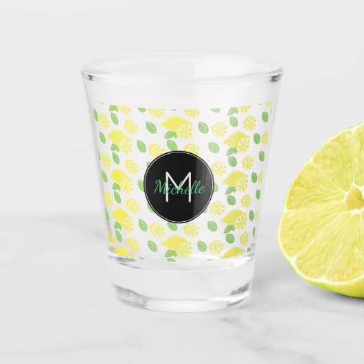 Verre A Shot Jaune Moderne Tranches De Citron De Fun D'été Vert (Devant)