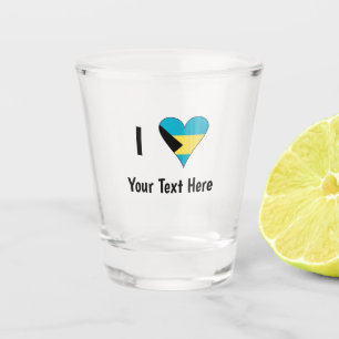 Verre A Shot Je (Drapeau des Bahamas en forme de cœur) Votre Te