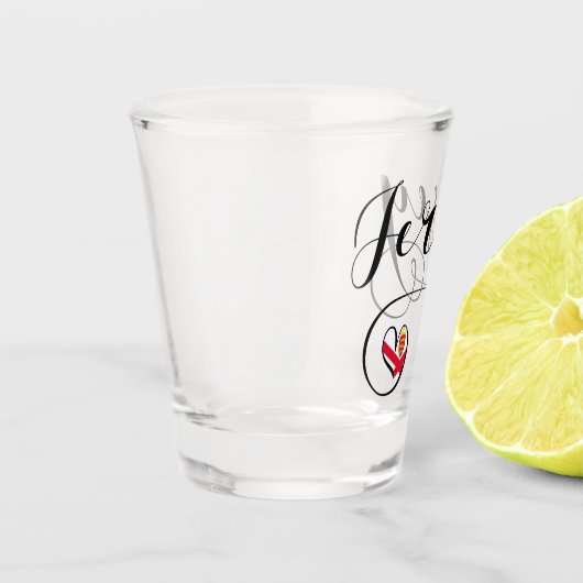 Verre A Shot Jersey Flag Heart, Îles Anglo-Normandes (Gauche)