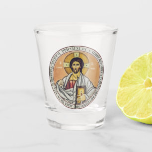 Verre A Shot Jésus-Christ Pantocrator Art iconographique byzant
