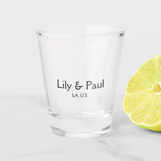 Verre A Shot Jeu sur ajouter le nom du couple lieu de la fête d (Devant)