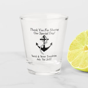 Verre A Shot Jeune mariée nautique d'Ancre de faveur de Merci