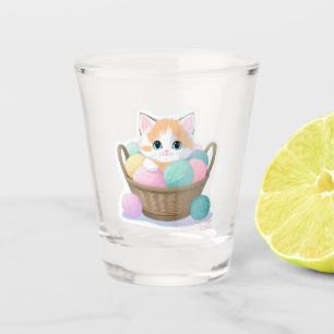 Verre A Shot Joli chat kawaii à la cuisine