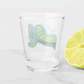 Verre A Shot Joli dessin animé de chenille verte mignonne (Dos)