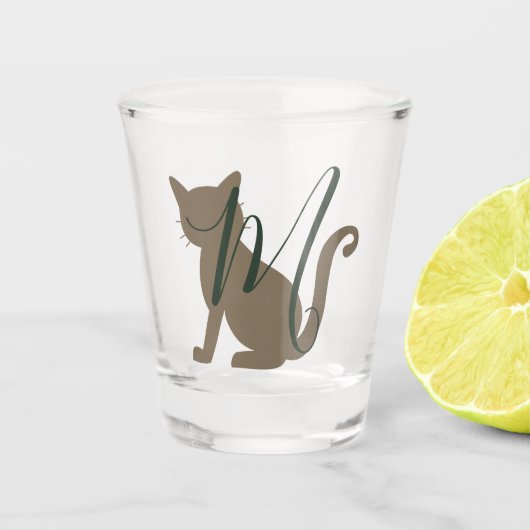 Verre A Shot Joli monogramme de chat (Devant)