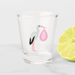 Verre A Shot Jolie chatte rose bébé fille Stork