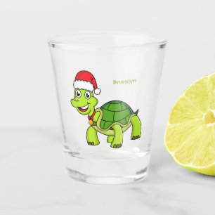 Verre A Shot Jolie tortue en chapeau de Père Noël
