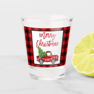 Verre A Shot Jour de Noël de Camion Vintage avec broche rouge