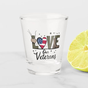 Verre A Shot Jour de nos vétérans Fiers vétérans militaires Jou