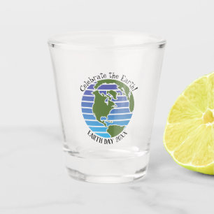 Verre A Shot Jour des terres Blue Green Globe Carte Planète