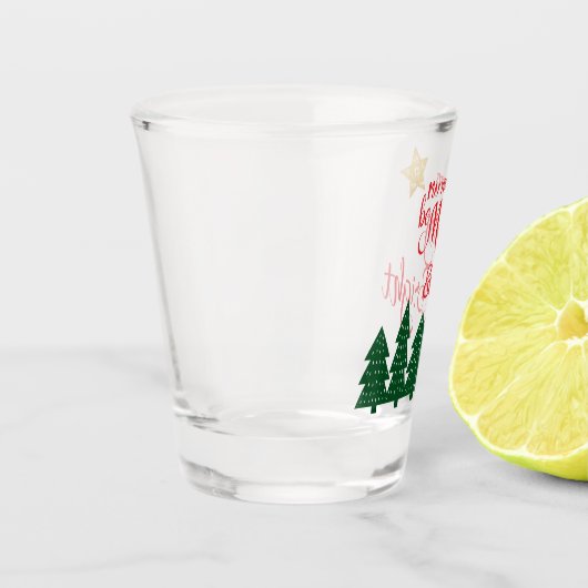 Verre A Shot Jours Soyez Joyeux Script Vert Arbres Or Star (Gauche)