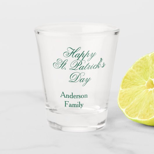 Verre A Shot Joyeuse Saint-Patrick famille nom vert minimal (Devant)