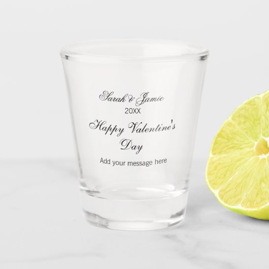 Verre A Shot Joyeuse Saint-Valentin nom date message simple élé (Devant)