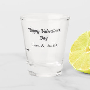 Verre A Shot Joyeuse Saint-Valentin nom date simple minimaliste