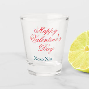 Verre A Shot Joyeuse Saint-Valentin rouge bleu xoxo amour nom