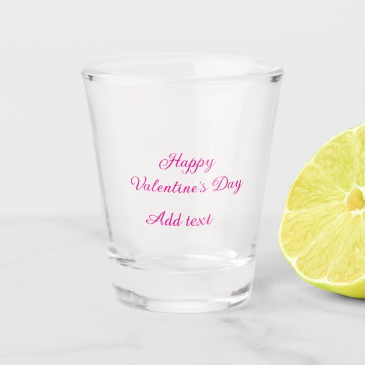 Verre A Shot Joyeuse Saint-Valentin texte rose nom message (Devant)