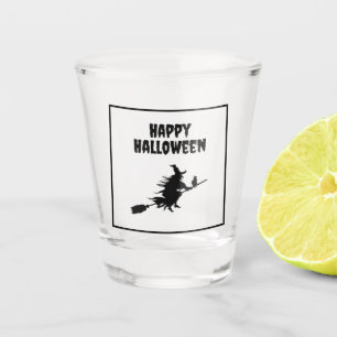 Verre A Shot Joyeuse sorcière volante d'Halloween moderne sur c
