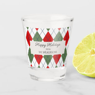 Verre A Shot Joyeuses Fêtes Motif À Carreaux De Noël Personnali