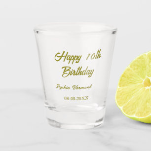 Verre A Shot Joyeux 10e anniversaire nom date or simple minima
