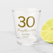 Verre A Shot Joyeux 30e anniversaire nom date golden bold lette (Devant)